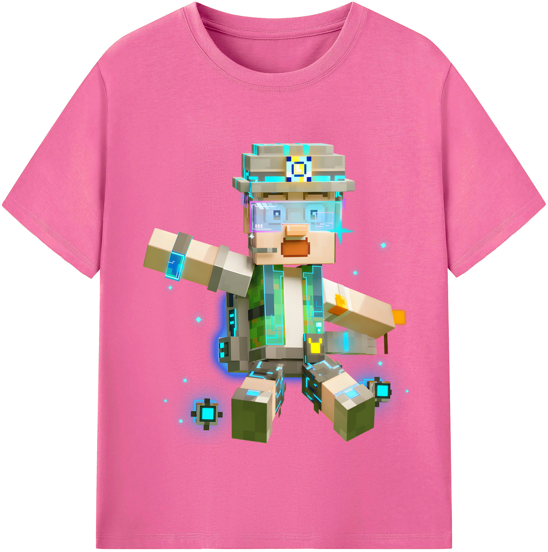 （画像用） マインクラフト ブロックの世界 Minecraft MC Block world レディースカジュアルプリントTシャツ（綿100％）
